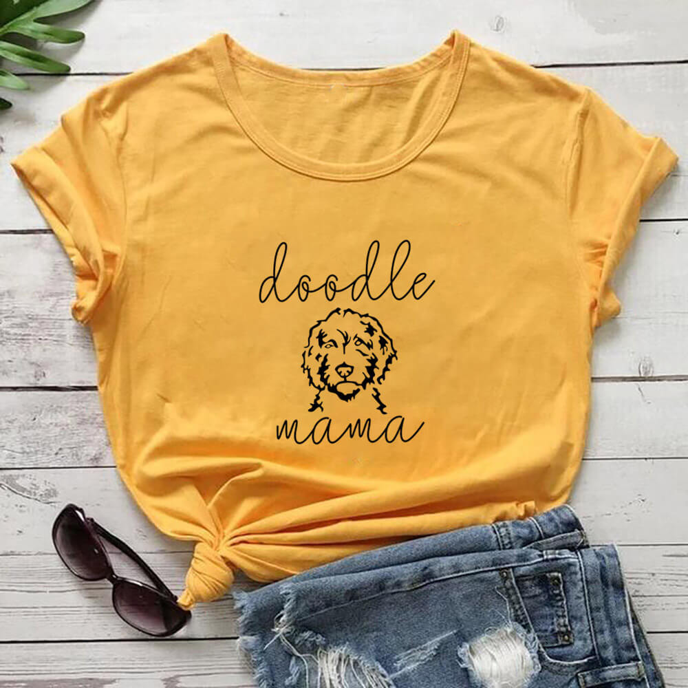 Letter Puppy Printed Short-sleeved Top - Women's Clothing