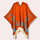 Western Denim Style Women's Shawl Tassel Pullover