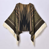 Western Denim Style Women's Shawl Tassel Pullover