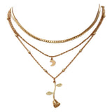 Multilayer Moon Gold Color Pendant Necklaces