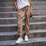 Women's Casual Pants With Pockets Elastic High Waist Harem Trousers Fashion Streetwear Clothing