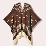 Western Denim Style Women's Shawl Tassel Pullover