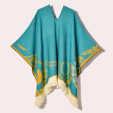 Western Denim Style Women's Shawl Tassel Pullover