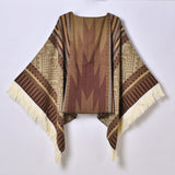 Western Denim Style Women's Shawl Tassel Pullover