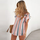 Women's Summer Stripes Contrast Color Chiffon Shirt