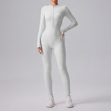 Women's Clothing Solid Color Casual Half Long-sleeve Zipper Jumpsuit