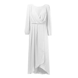 Women's V-neck Long-sleeved Dress Loose Party Evening Dress