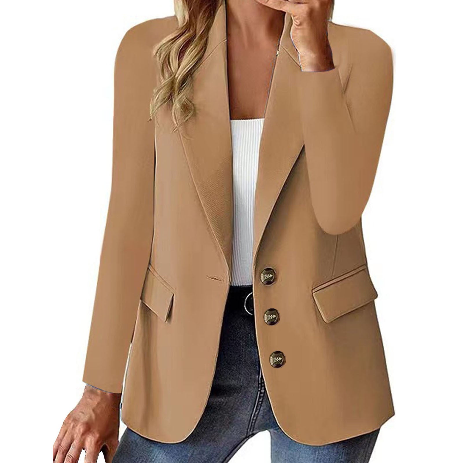 Fashion Casual Women Blazer Long-sleeved Solid Color Casual