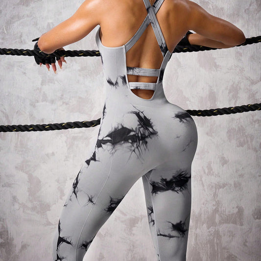 Seamless Tie-dyed Jumpsuit Stretch Skinny Yoga Clothes