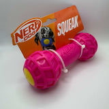 Durable Dog Squeak Barbell Toy – Red for Active Chewers