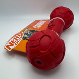 Durable Dog Squeak Barbell Toy – Red for Active Chewers