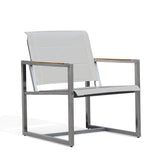 Pine Stainless Steel & Teak Outdoor Sling 2 Chairs Bistro Set