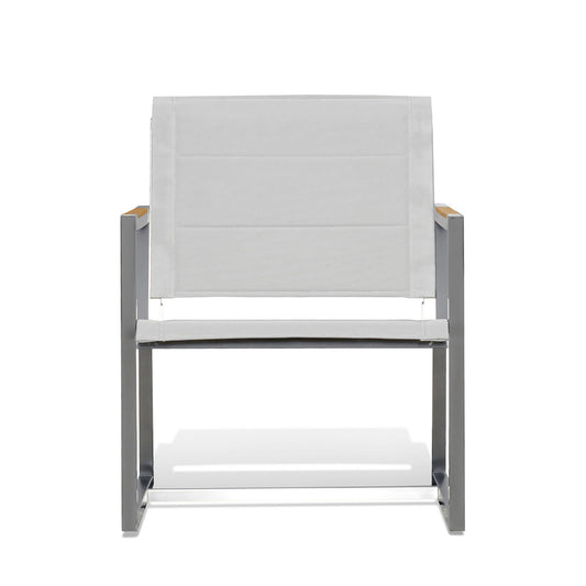 Pine Stainless Steel & Teak Outdoor Sling 2 Chairs Bistro Set