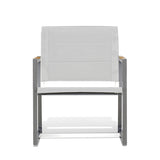Pine Stainless Steel & Teak Outdoor Sling 2 Chairs Bistro Set