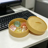 5Pcs Mini Dumplings with Steamer Bun Squeezable Toys Set Soft Stress