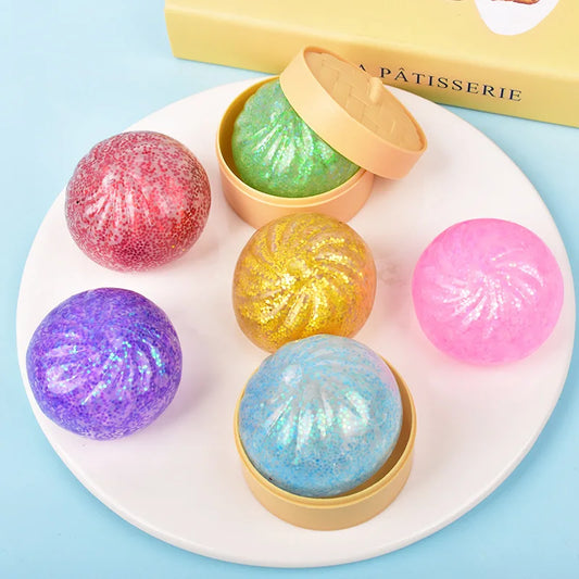 Mini Squishy Dumpling Realistic Bun Sensory Fidget Toys Colored