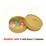 5Pcs Mini Dumplings with Steamer Bun Squeezable Toys Set Soft Stress