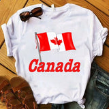 Canada Day Maple Leaf Flag Print Women T Shirt