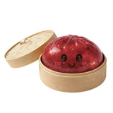 Realistic Giant Dumpling Squeeze Toy with Bamboo Steamer Soft TPR