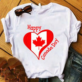 Canada Day Maple Leaf Flag Print Women T Shirt