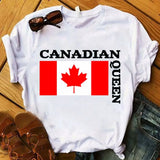 Canada Day Maple Leaf Flag Print Women T Shirt