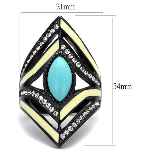 TK2099 - IP Black(Ion Plating) Stainless Steel Ring with Synthetic