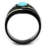 TK2099 - IP Black(Ion Plating) Stainless Steel Ring with Synthetic
