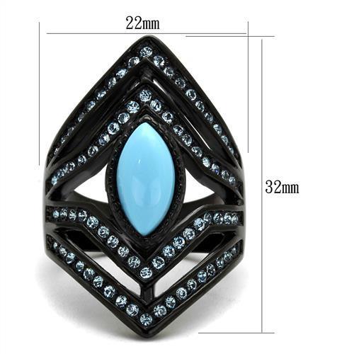 TK2482 - IP Black(Ion Plating) Stainless Steel Ring with Synthetic