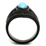TK2482 - IP Black(Ion Plating) Stainless Steel Ring with Synthetic