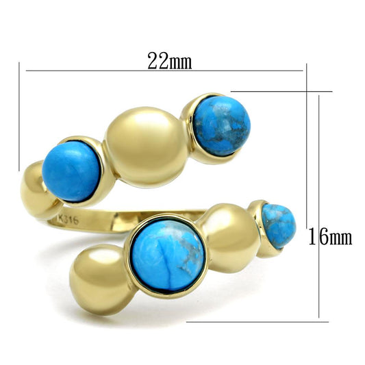 TK3091 - IP Gold(Ion Plating) Stainless Steel Ring with Semi-Precious