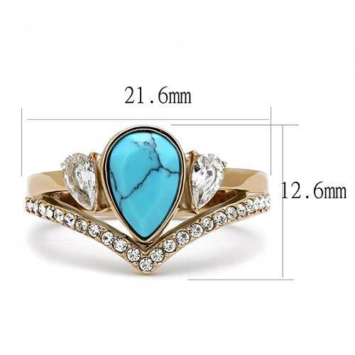 TK3200 - IP Rose Gold(Ion Plating) Stainless Steel Ring with Synthetic