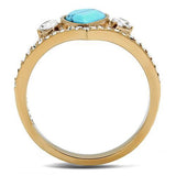 TK3200 - IP Rose Gold(Ion Plating) Stainless Steel Ring with Synthetic