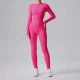 Women's Clothing Solid Color Casual Half Long-sleeve Zipper Jumpsuit