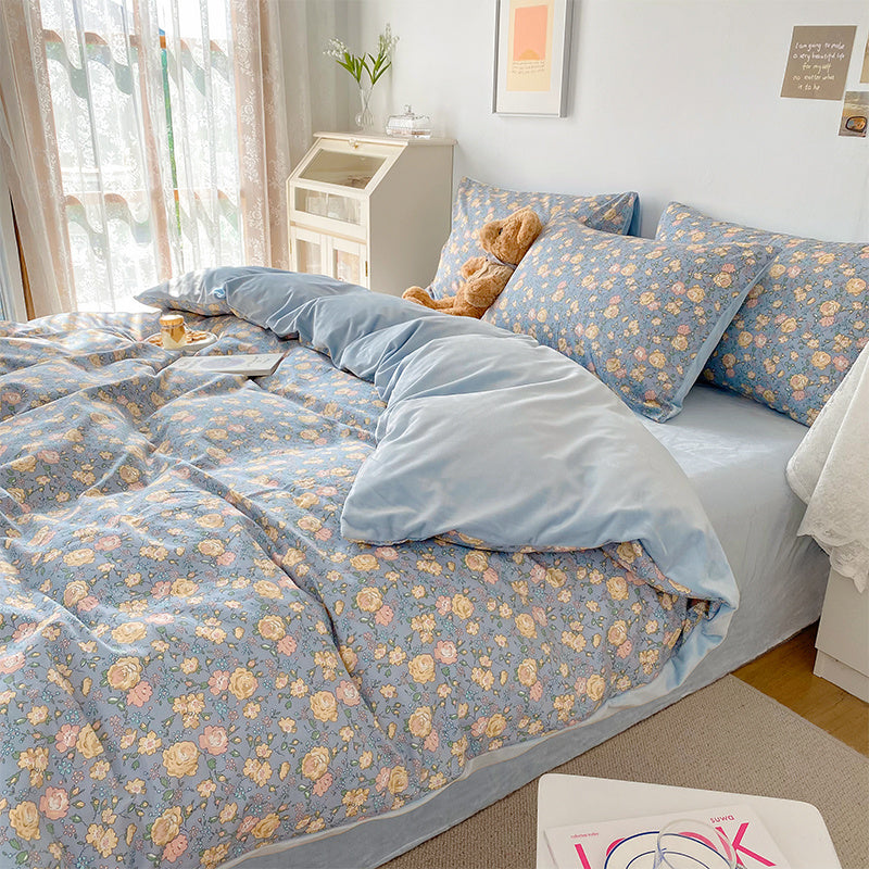 Milk Velvet Four-piece Cotton Single-sided Bed Sheets