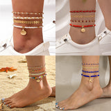 4pcs Set Bohemian Anklet Set Summer Fashion Jewelry