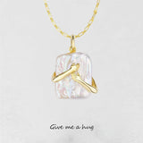 Unique Square Baroque Pearl Couple Pendant Necklace