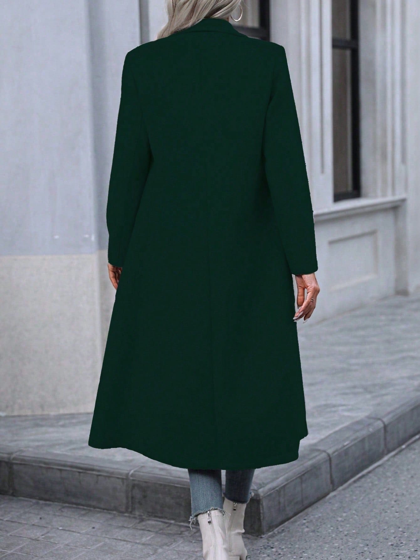 Autumn And Winter Long Coat For Women, Minimalist And Fashionable, Elegant For Commuting, Double - breasted Long - sleeve Faux Wool Long Women's Coat. - MyStylz