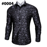 Floral Long Sleeve Silk Shirts Men