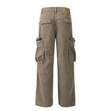 Punk Wash Denim Cargo Pants Trousers Men