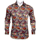 Floral Long Sleeve Silk Shirts Men