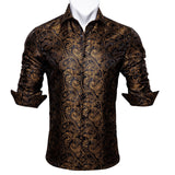Floral Long Sleeve Silk Shirts Men
