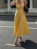 Halter neck dress waist sexy big backless long skirt