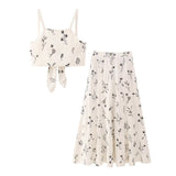 Summer New Embroidered Linen Blended Top Long Skirt