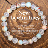 Handwoven Elastic Rope Bracelet With Crystal Chalcedony And Agate