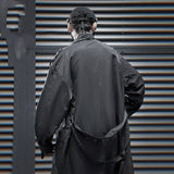 Multi-pocket Scarf Long Trench Coat For Men Loose Casual Jacket