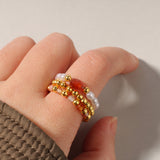 Vintage Red Agate Natural Stone Ring For Women