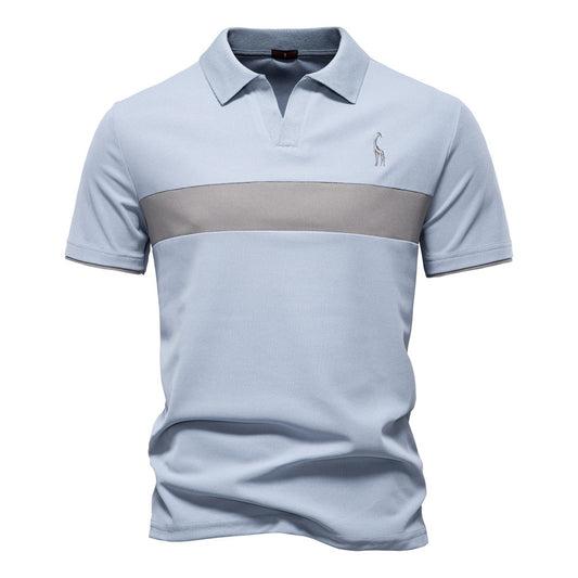 Deer Embroidered POLO Men's Lapel Short-sleeved T-shirt