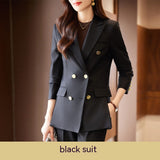 Caramel Suit Women's Fashion Temperament Double Breasted High Sense Slim Fit Suits