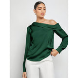 Ruched One Shoulder Long Sleeve Top