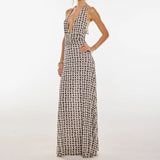 Floral Print Halter Maxi Bodycon Dress